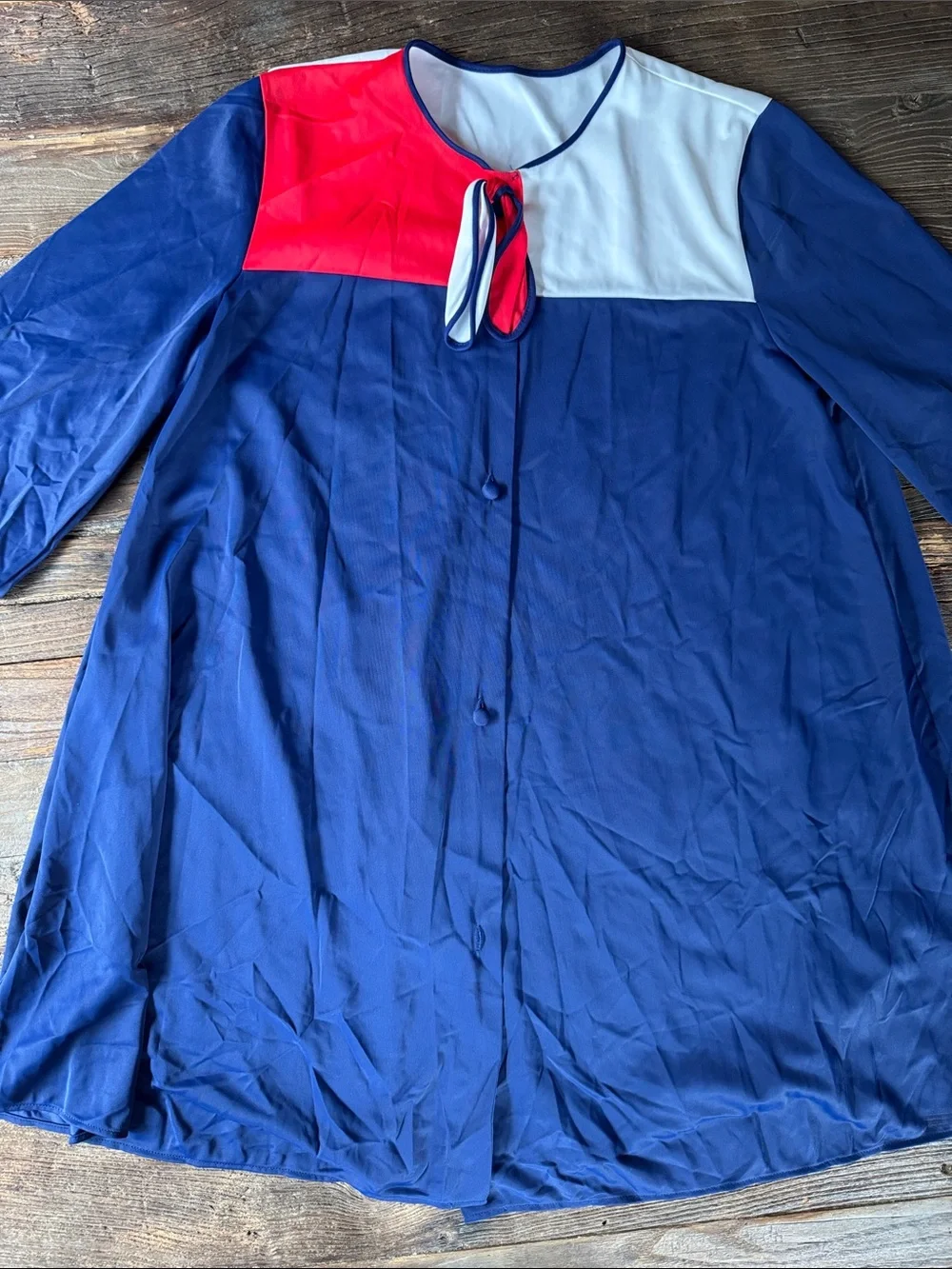 Lorraine vintage red white blue gown & bed jacket‎ set EUC XS/S